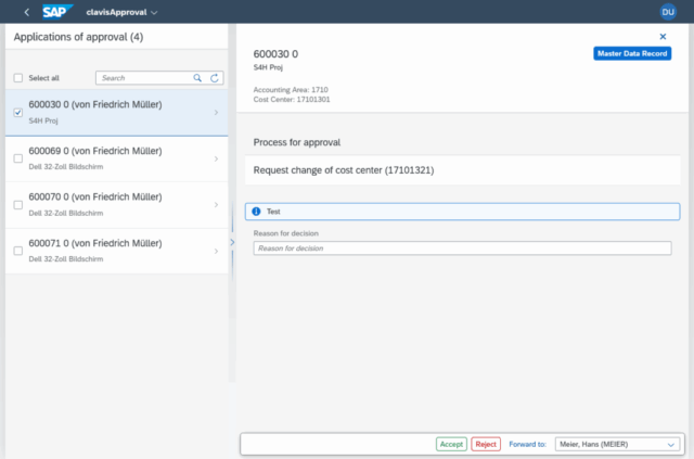 Approval workflow for changes to fixed assets - clavisApproval - Detail Screen